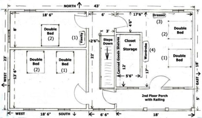 1940's Hornung home 2nd floor plan